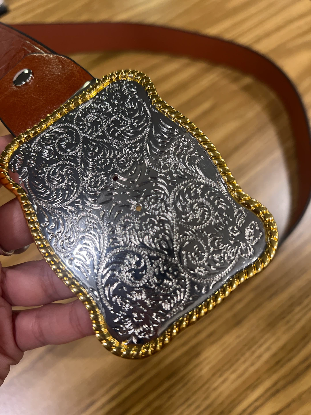 Western style belt with floral buckle - photo 4