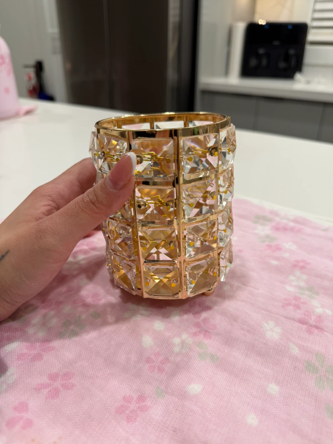 ♡ gold crystal makeup/pen/utencil organizer ♡