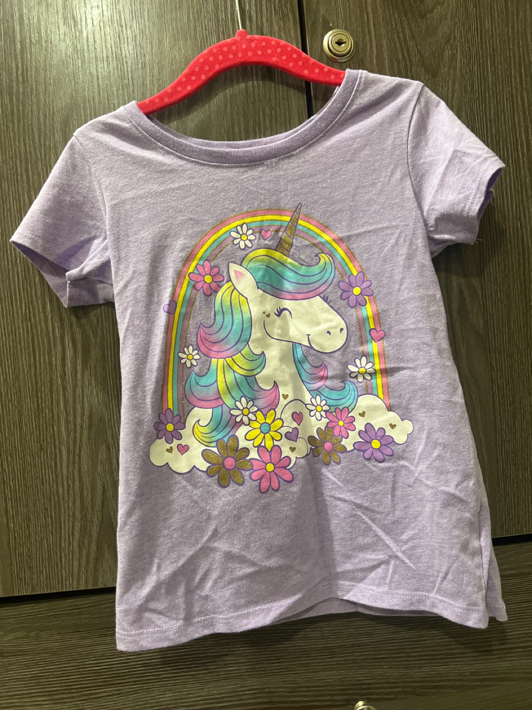 Girls Purple Unicorn Graphic T-Shirt and leggings