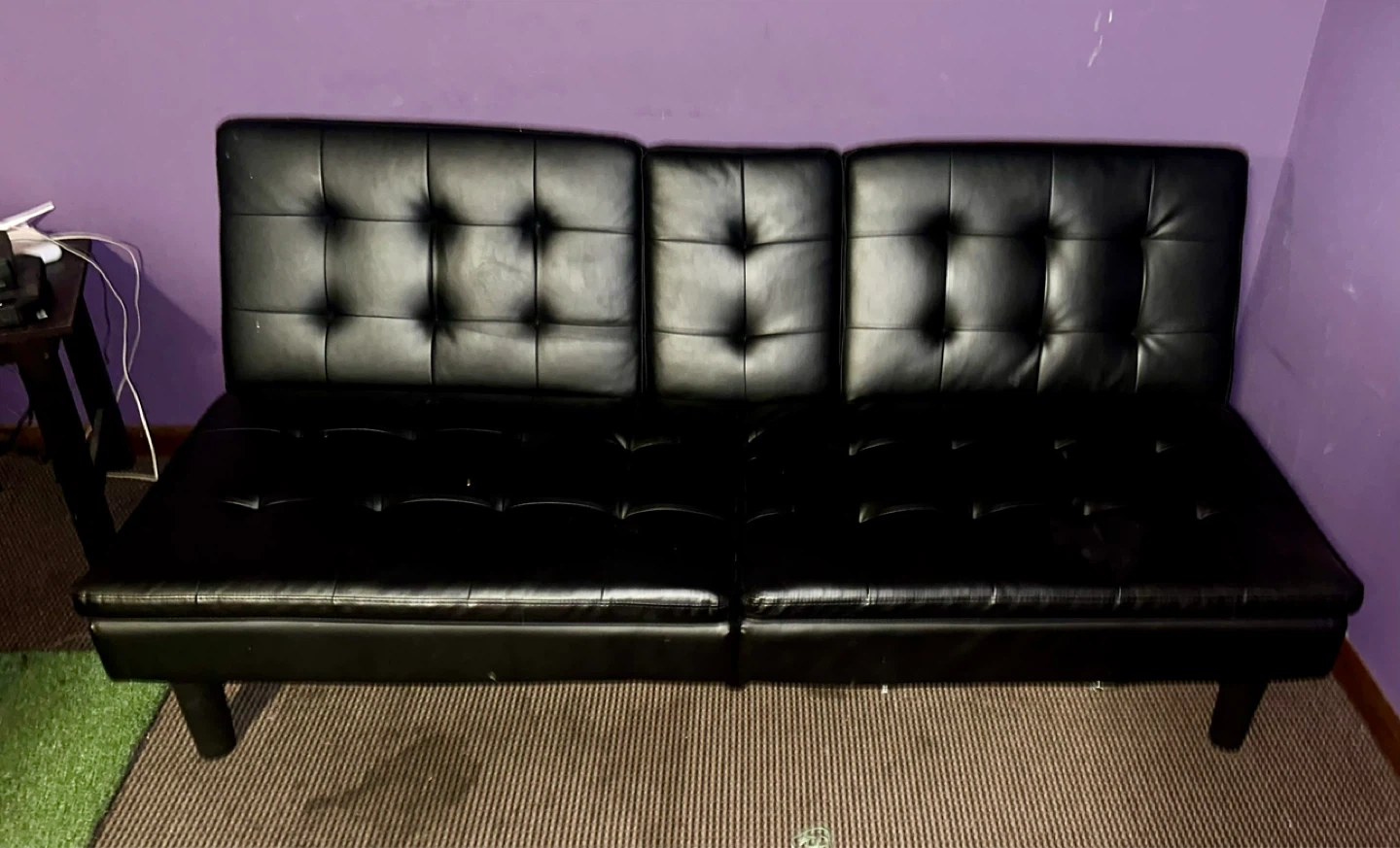 Black Faux Leather Futon Sofa