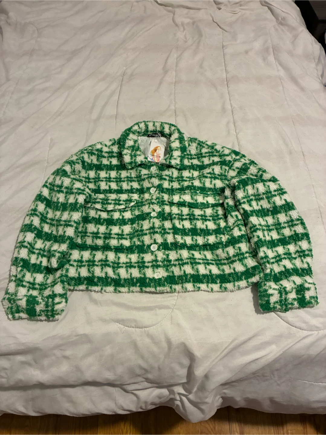 PrettyGarden Chic Green and White Plaid Jacket