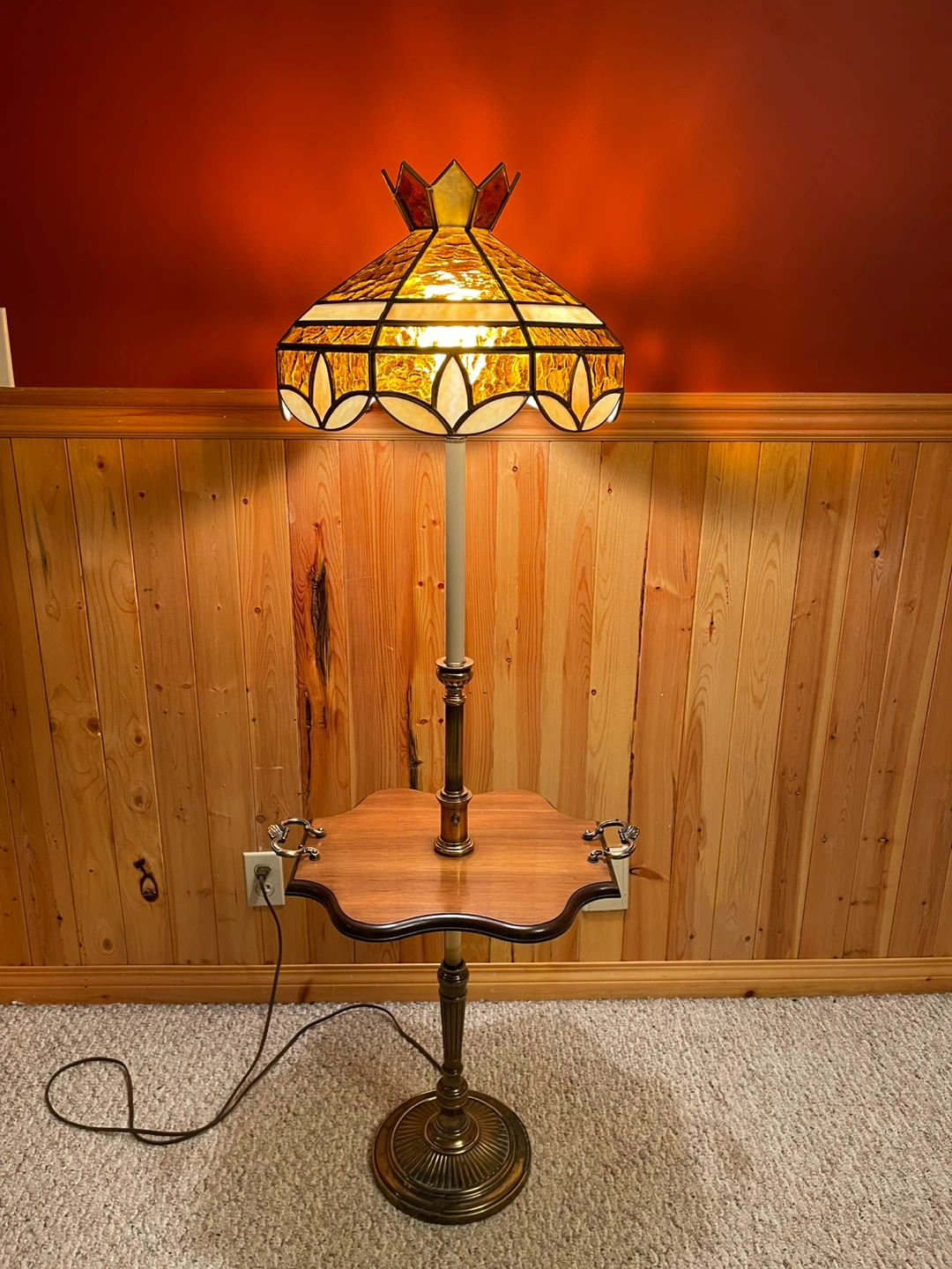 A gorgeous vintage Tiffany Style stained glass floor lamp