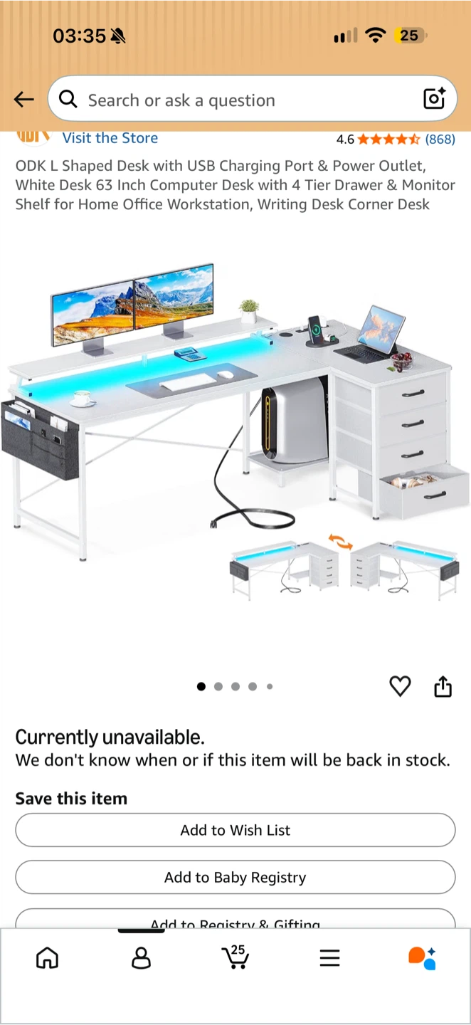 ♡ white LED desk with storage ♡