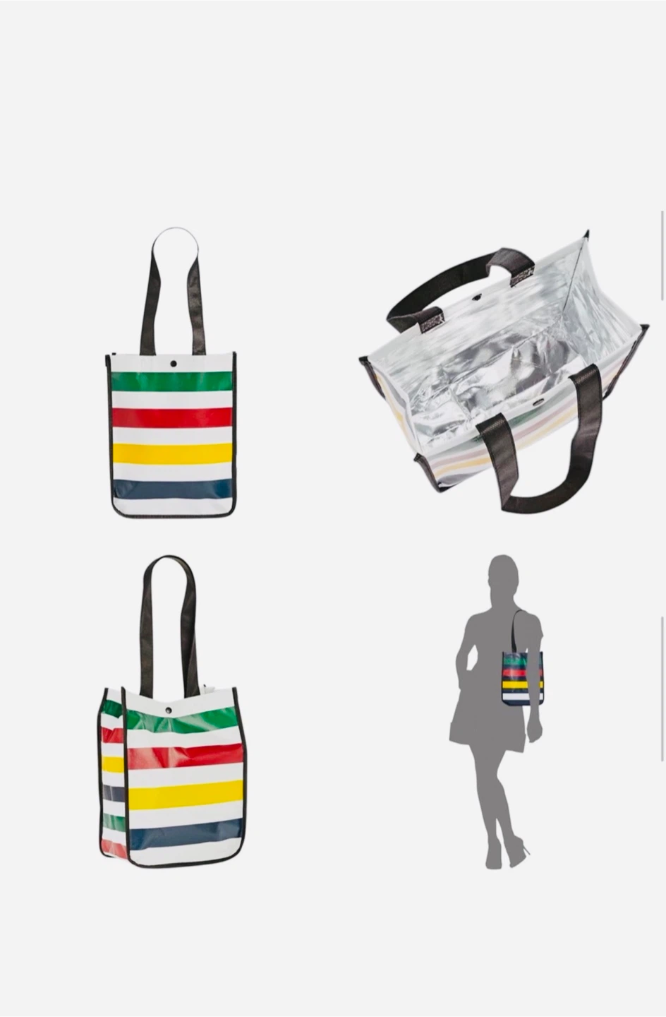 Hudson’s Bay Stripe Tote Lunch Bag with Black Handles_NWOT - photo 4