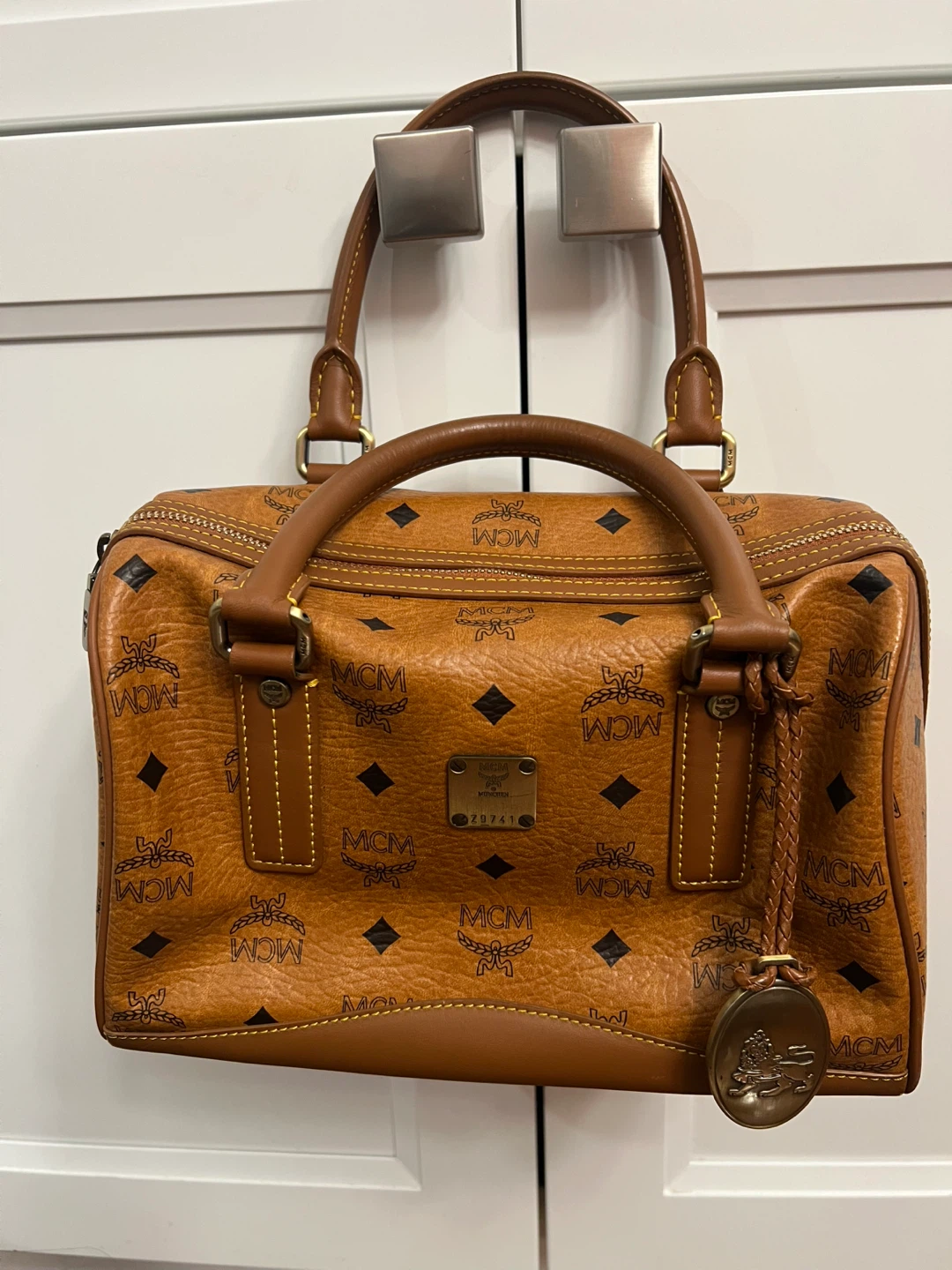 MCM Cognac Boston Bag