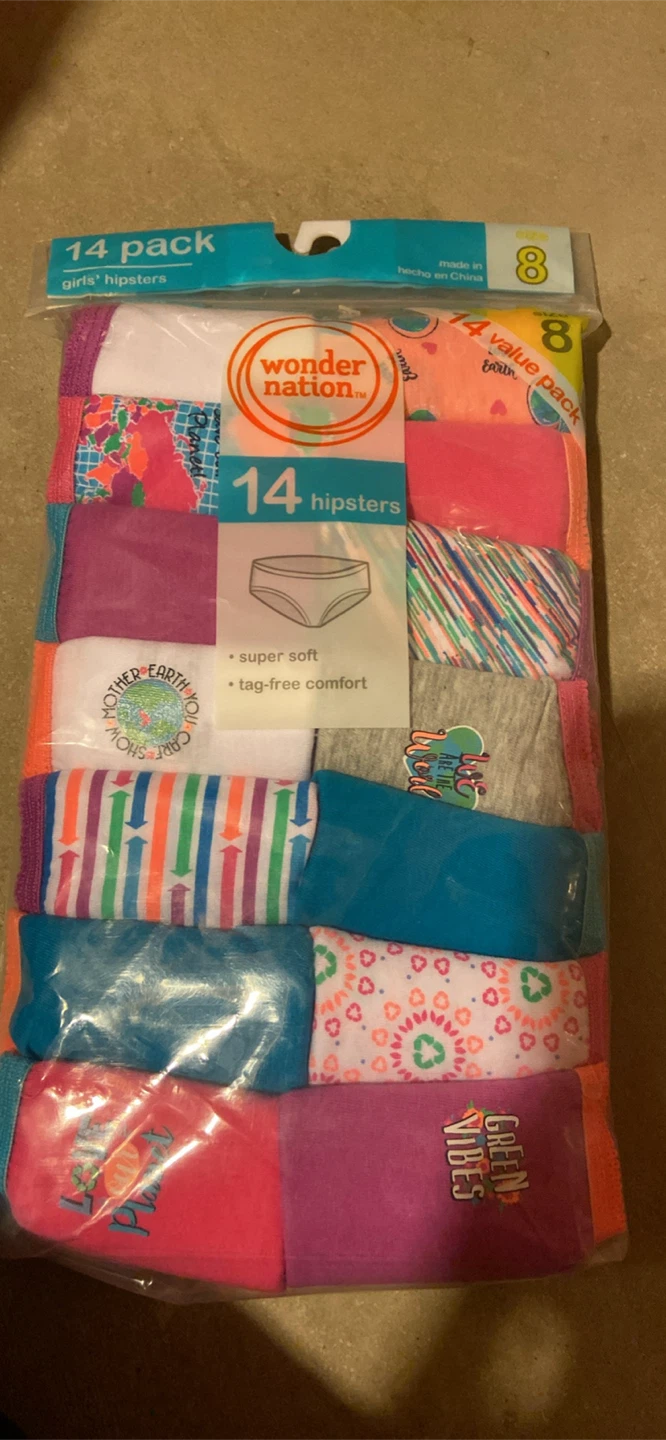 Wonder Nation Girls' Hipsters 14 Pack Size 8