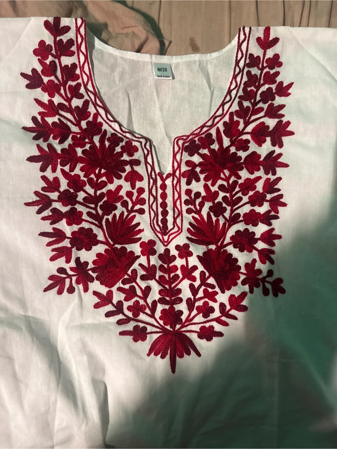 Embroidered White Kurti Top