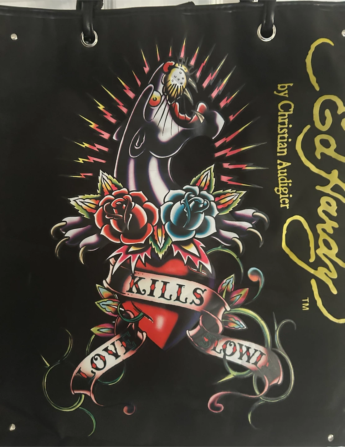 Ed Hardy Love Kills Slowly Black Tote Bag
