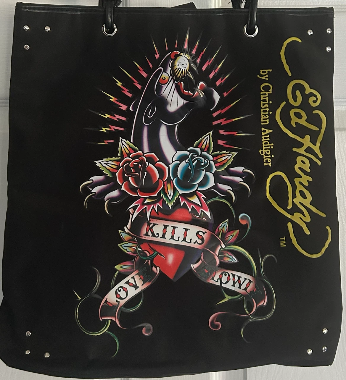 Ed Hardy Love Kills Slowly Black Tote Bag - photo 2