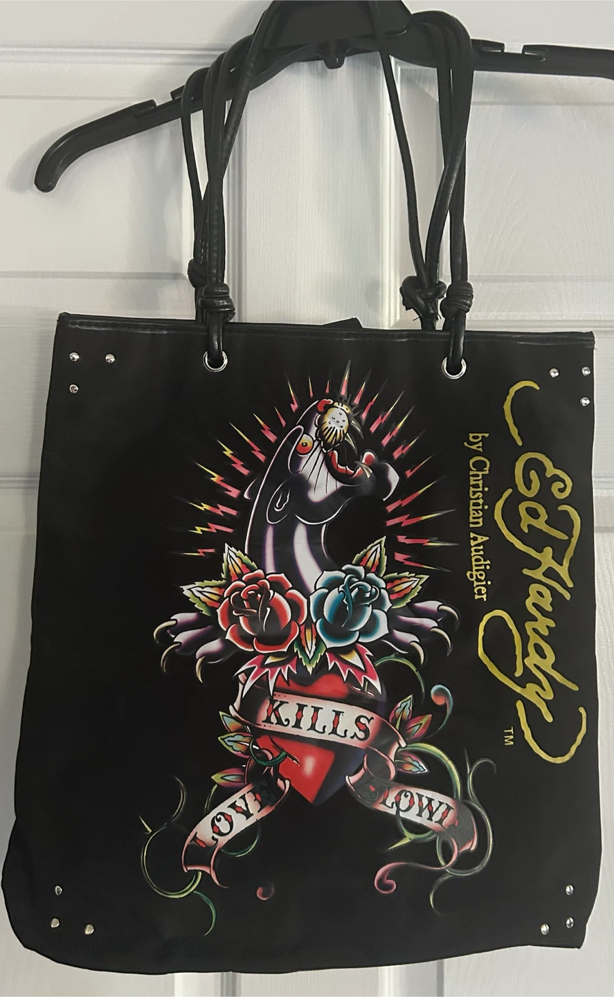 Ed Hardy Love Kills Slowly Black Tote Bag - photo 4