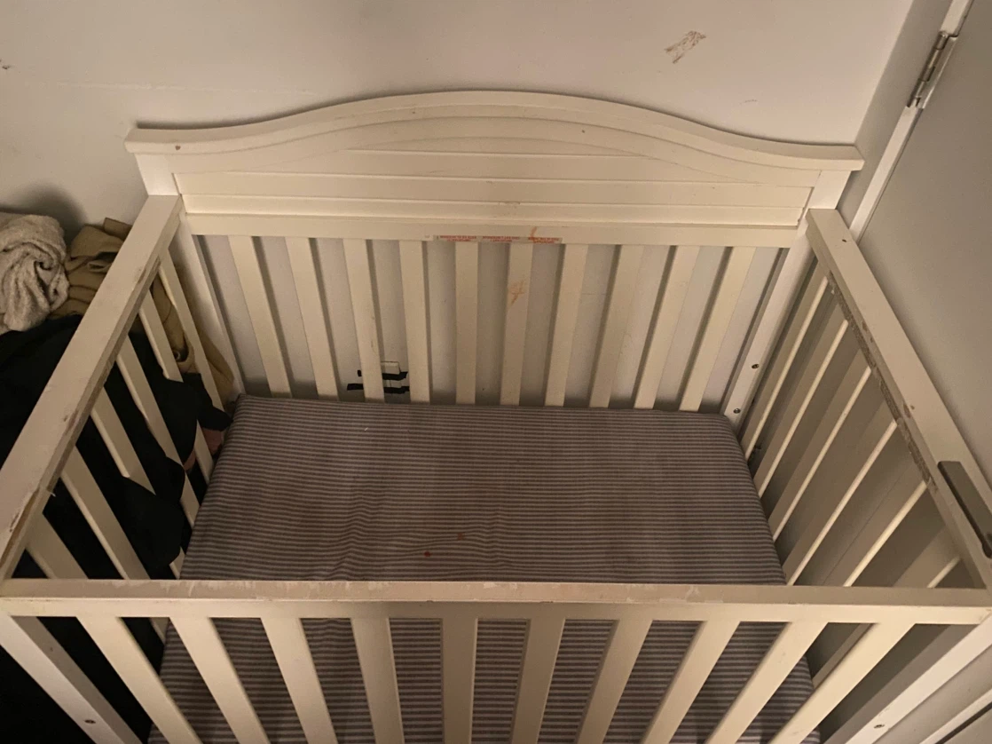 White Wooden Mini Crib