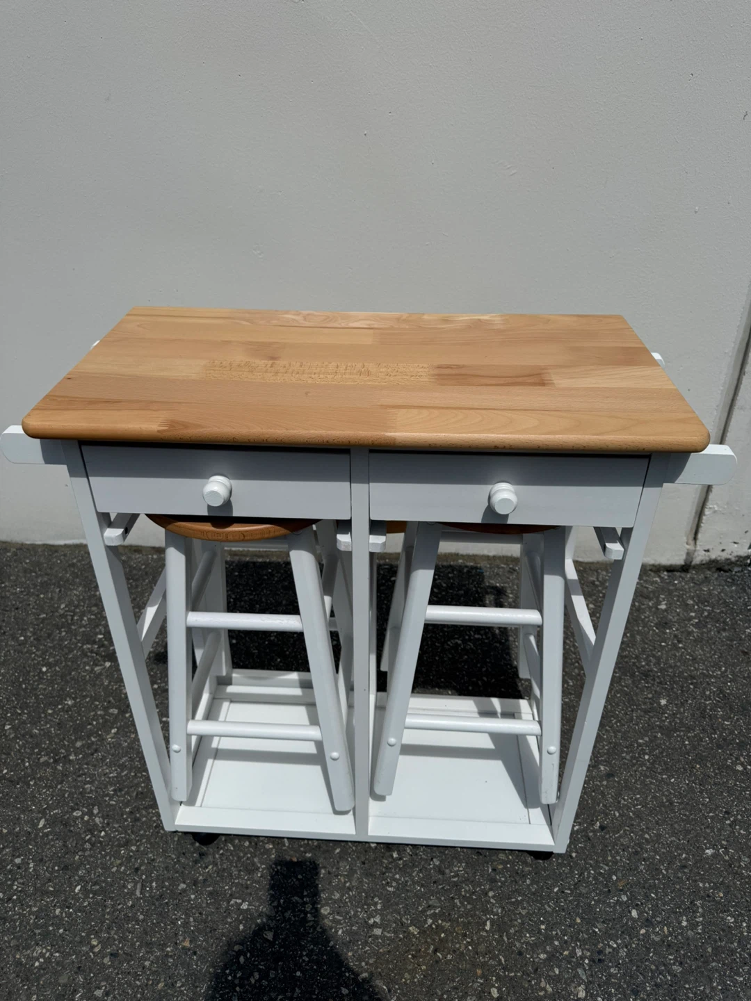 Space-Saving Folding Dining Table with 2 Stools – $150