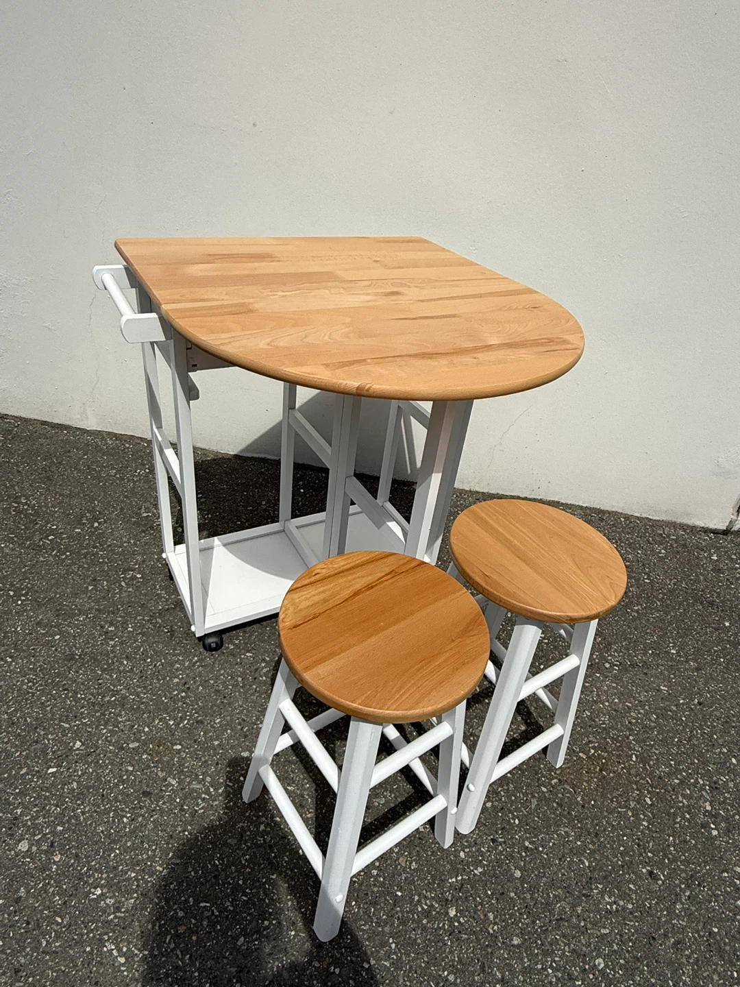Space-Saving Folding Dining Table with 2 Stools – $150 - photo 4