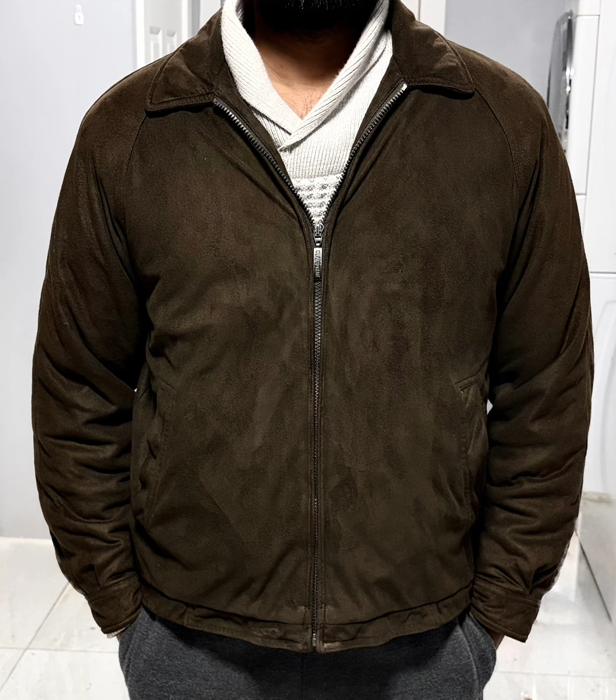 Claiborne Micro Suede Jacket Brown