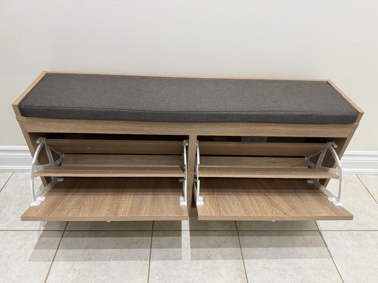 Modern Shoe Storage Bench with Grey Cushion - photo 3