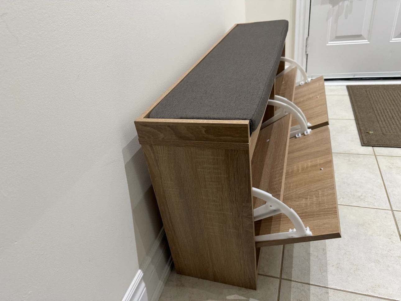 Modern Shoe Storage Bench with Grey Cushion - photo 4