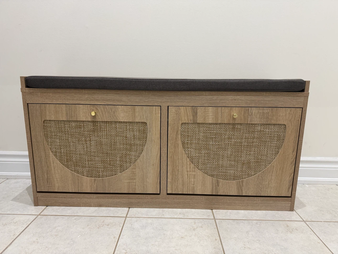 Modern Shoe Storage Bench with Grey Cushion - photo 5
