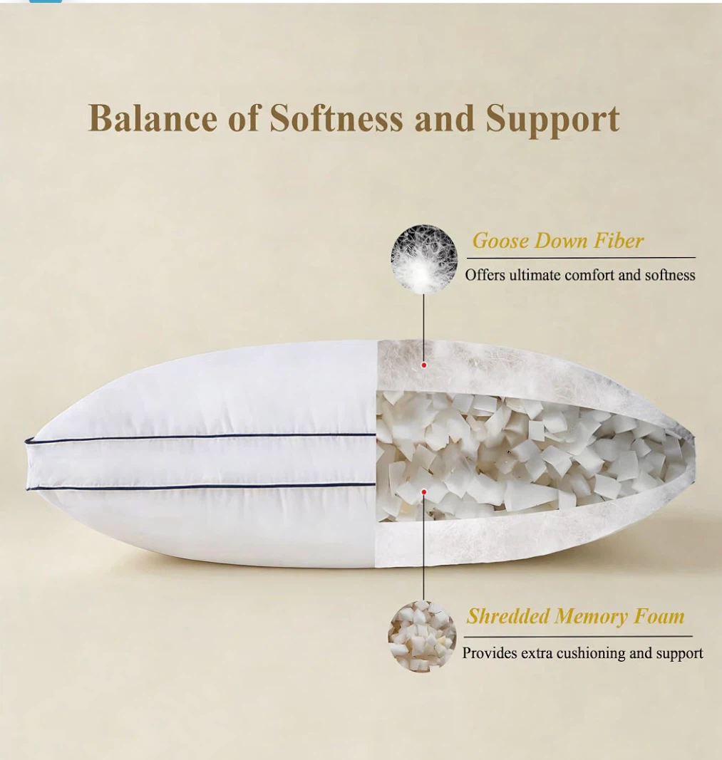 DOWNCOOL Goose Down Bed Pillows Queen Size Set of 2 - photo 3