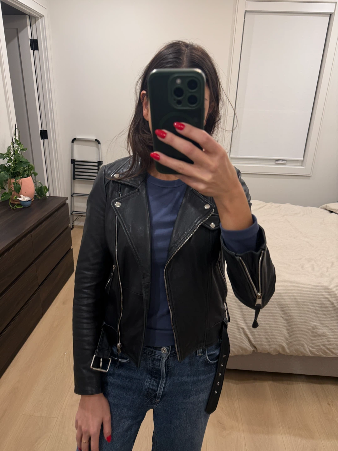 Zara Genuine Leather Biker Jacket