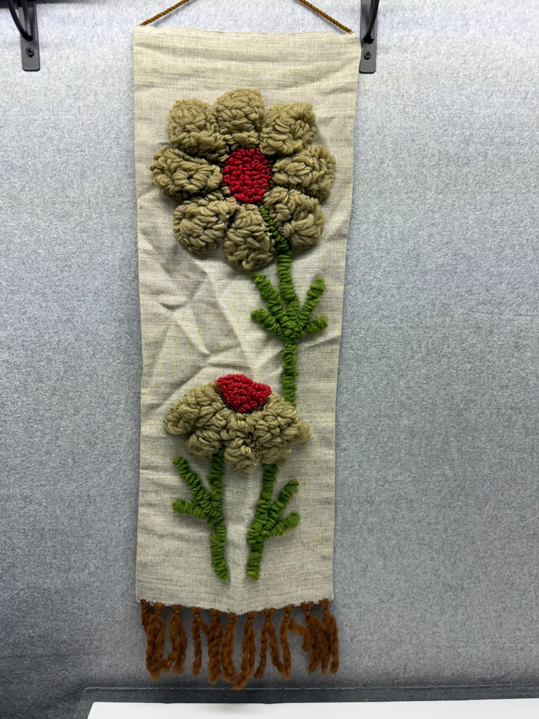 Handcrafted Floral Punch Needle Wall Hanging