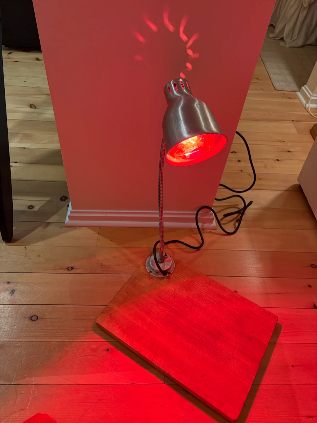 Vintage commercial Heat Lamp with Wooden Base