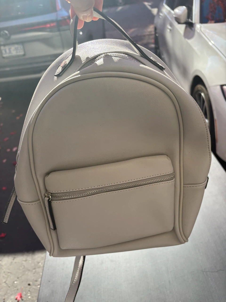 Minimalist Off-White Mini Backpack