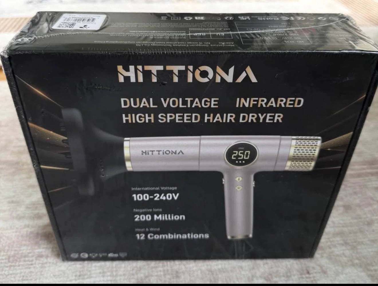 HITTIONA Dual Voltage Ionic Hair Dryer Sealed Box