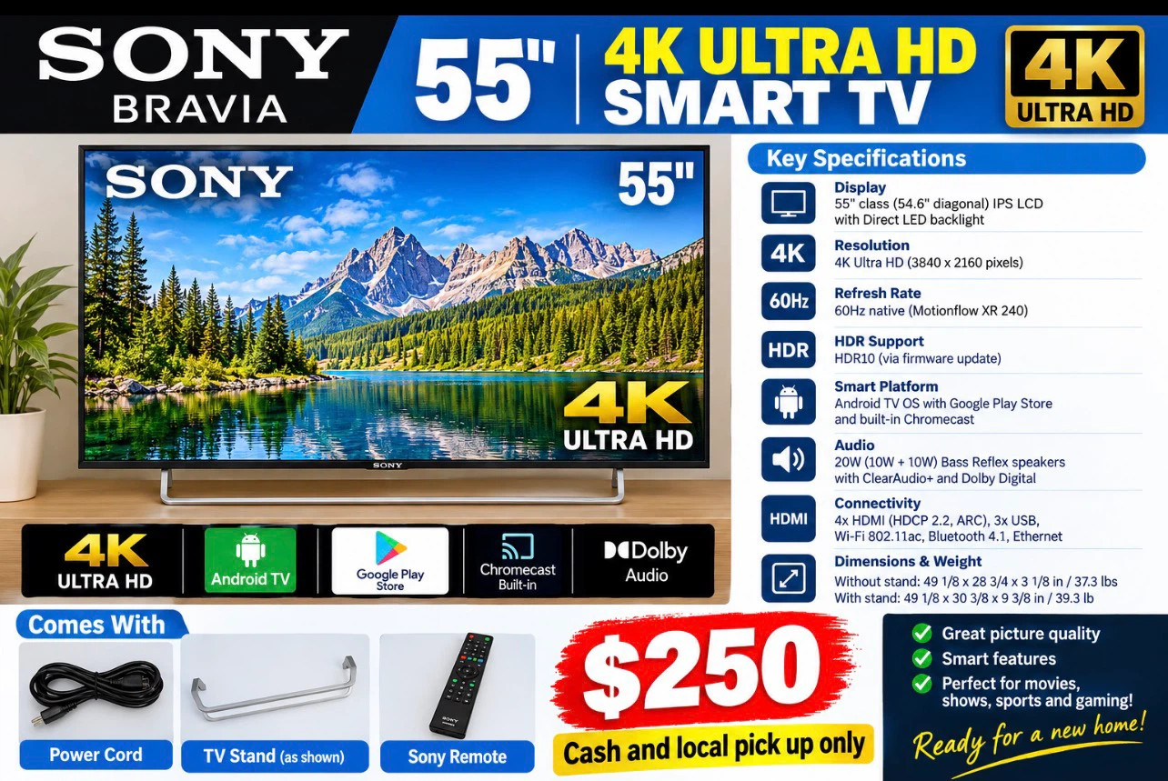 Sony Bravia 55" 4K Ultra HD Smart TV