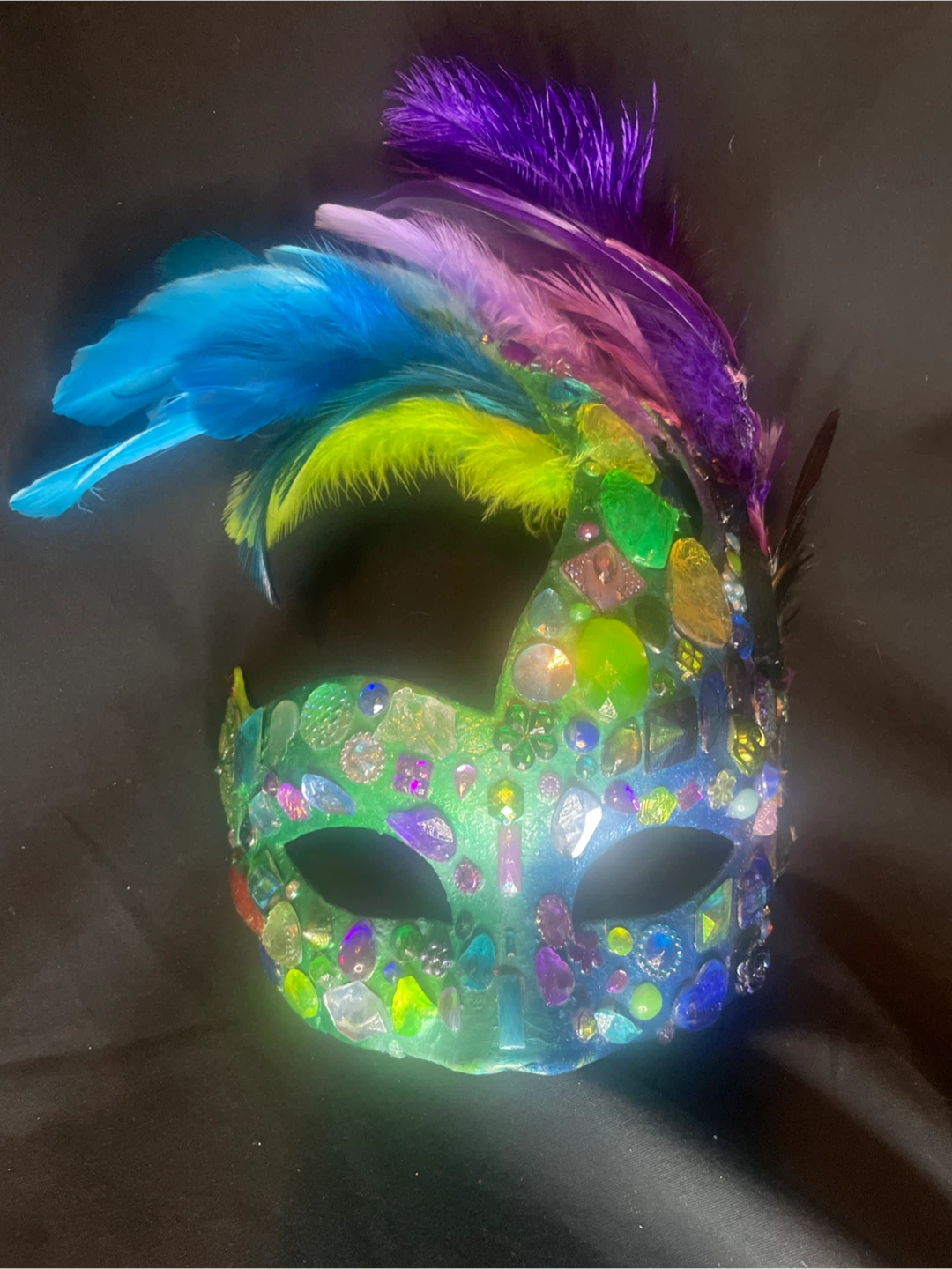 Jeweled Masquerade Mask with Feathers
