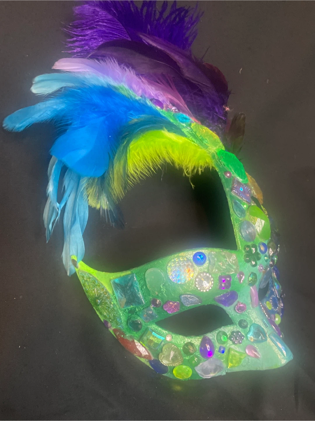 Jeweled Masquerade Mask with Feathers - photo 2