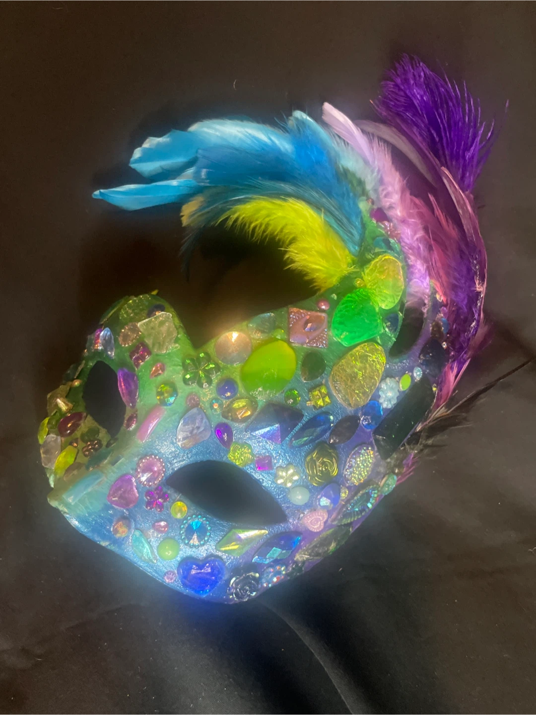 Jeweled Masquerade Mask with Feathers - photo 3