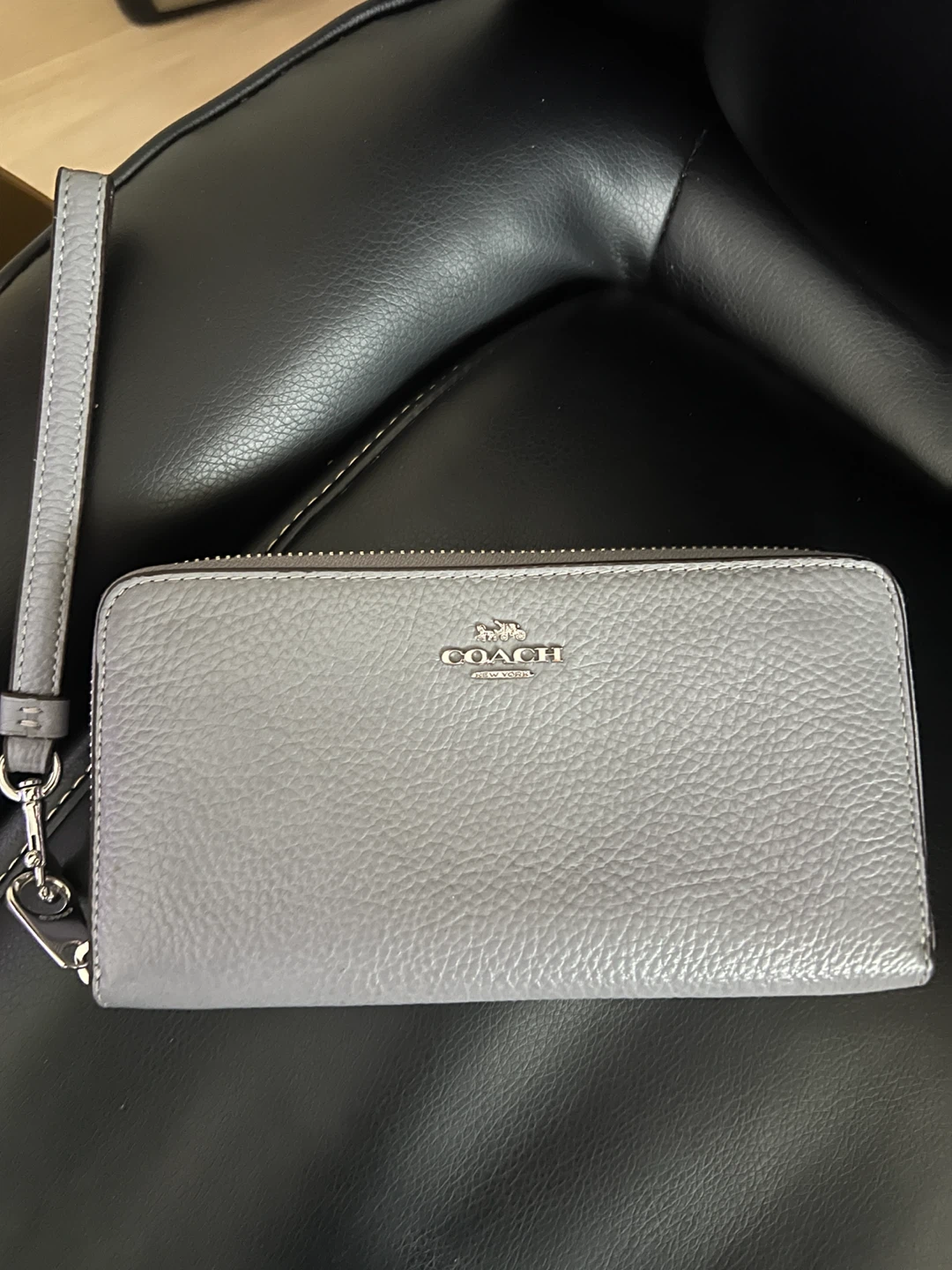 Coach Leather Zip Wallet with Wristlet Strap
