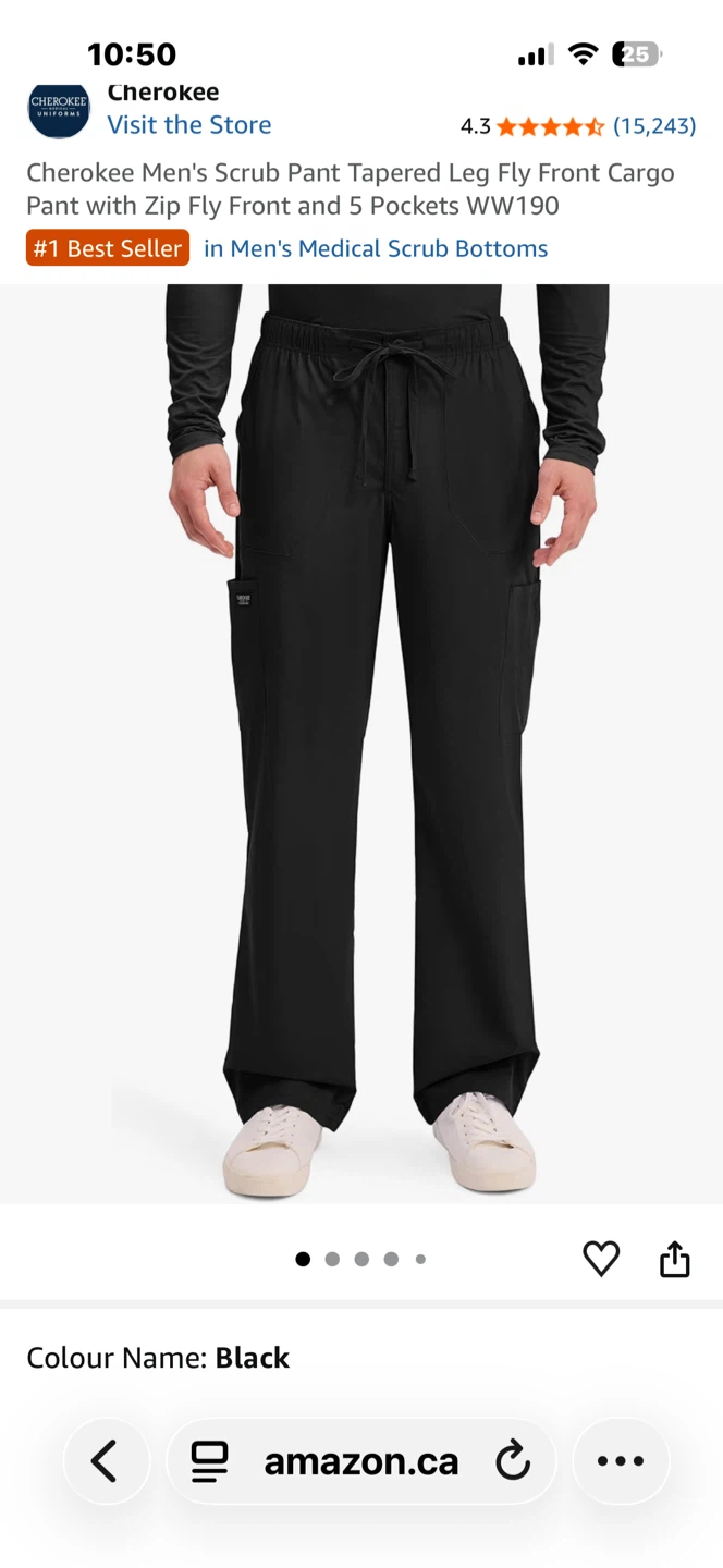 Cherokee Workwear Men's Scrub Pants, Black, XL - photo 3
