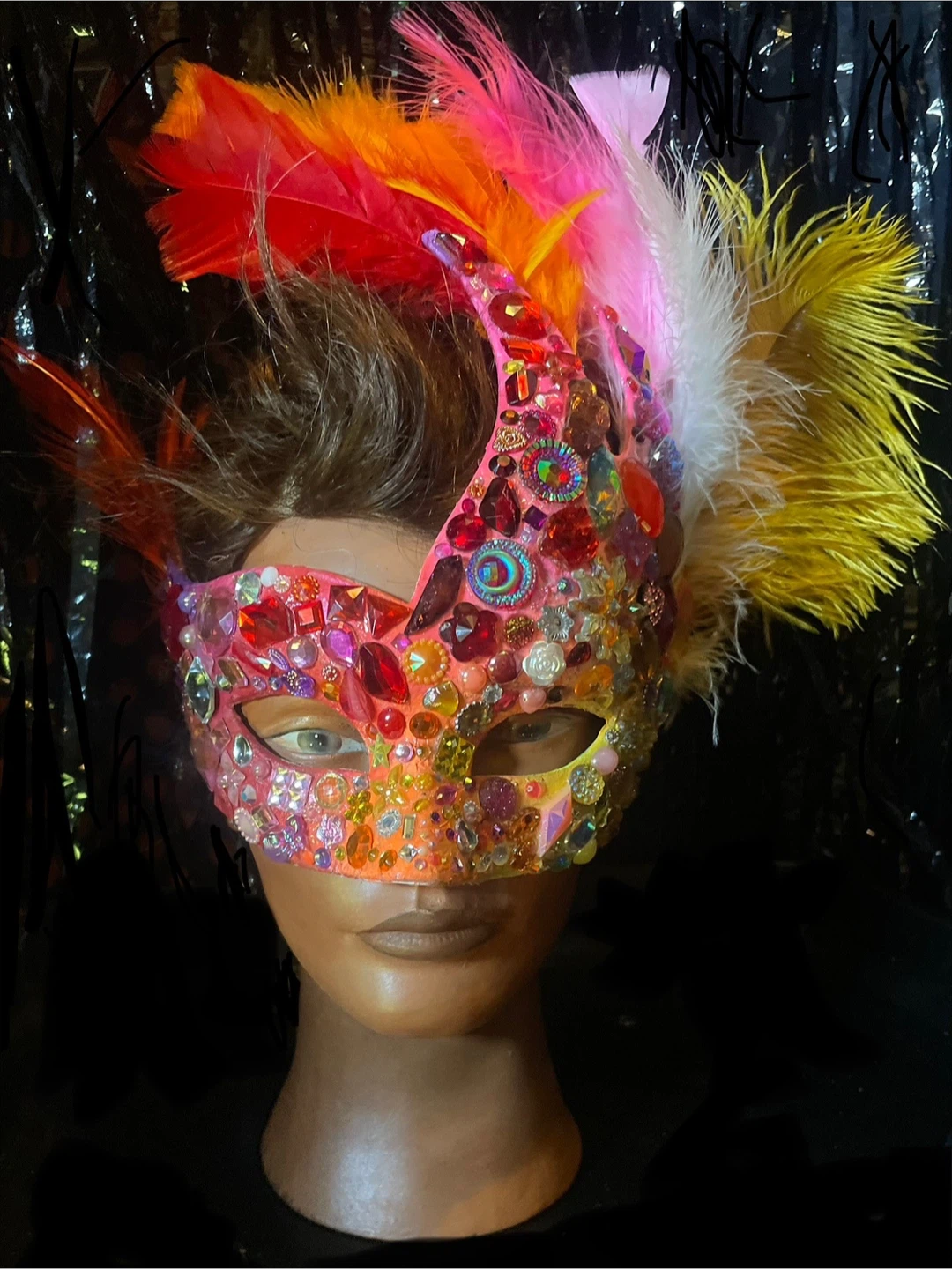 Jeweled Feather Masquerade Mask - photo 2