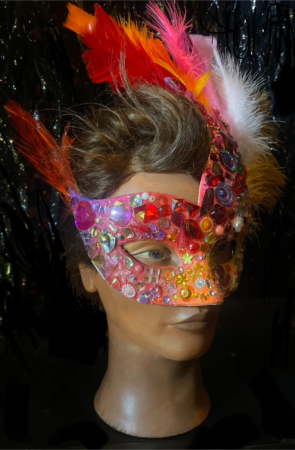Jeweled Feather Masquerade Mask - photo 3