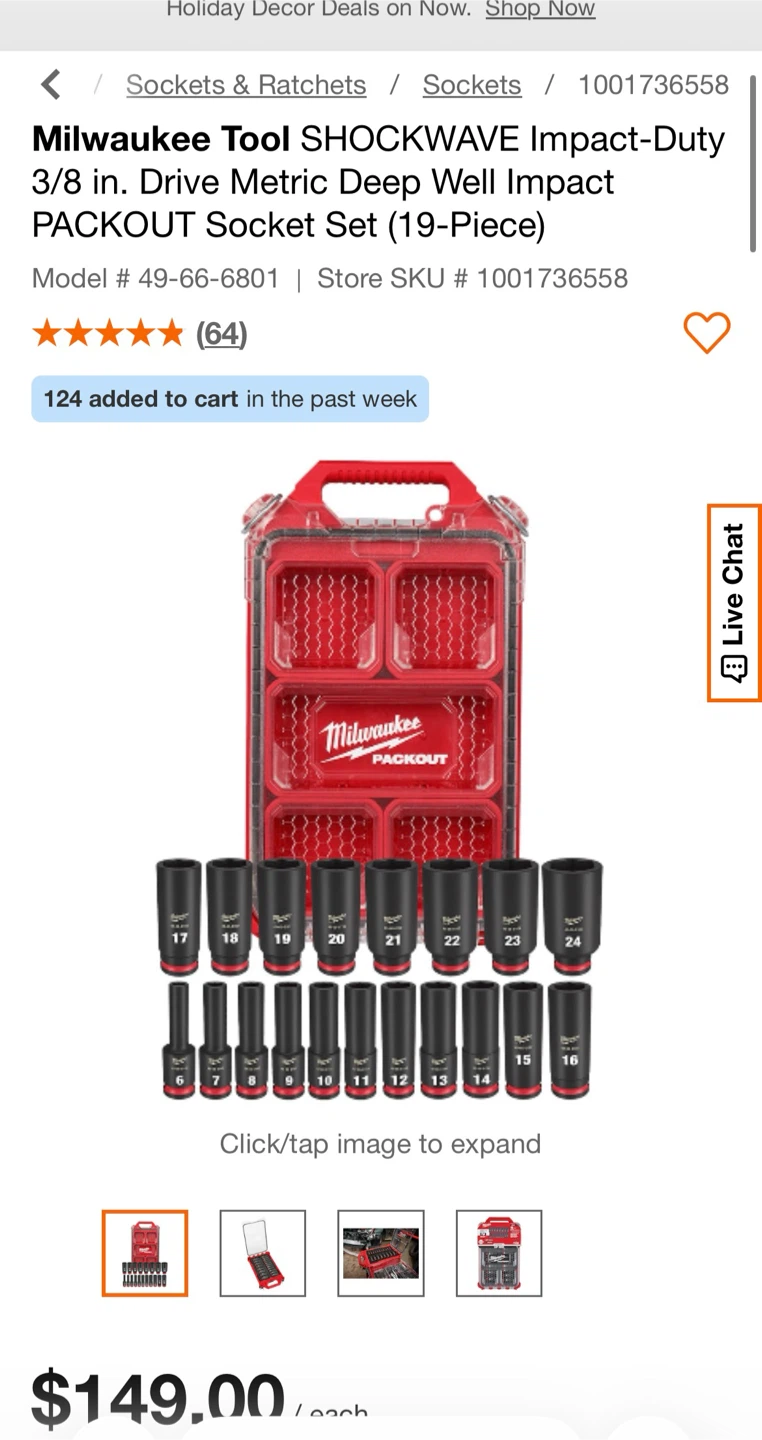Milwaukee SHOCKWAVE 19-Piece 3/8 in. Drive Deep Socket Set