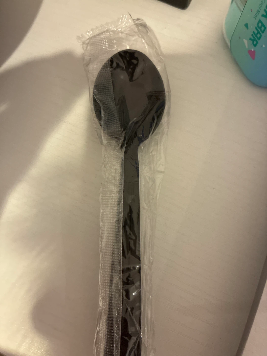 Wrapped Black Plastic Spoon