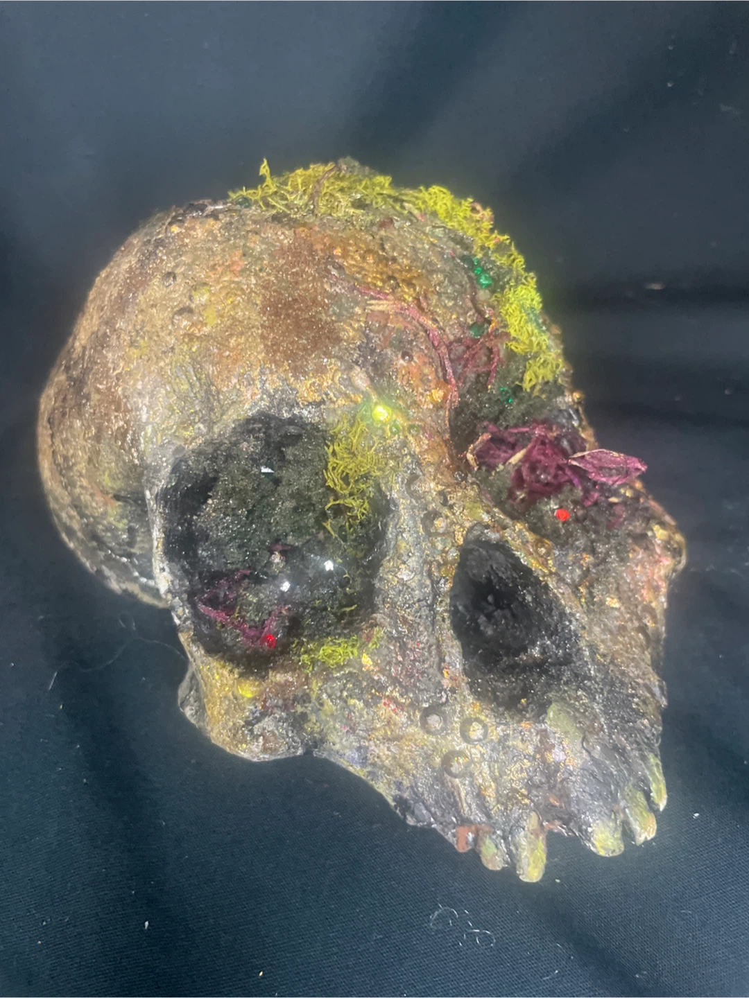 Decorative Moss and embellished Skull