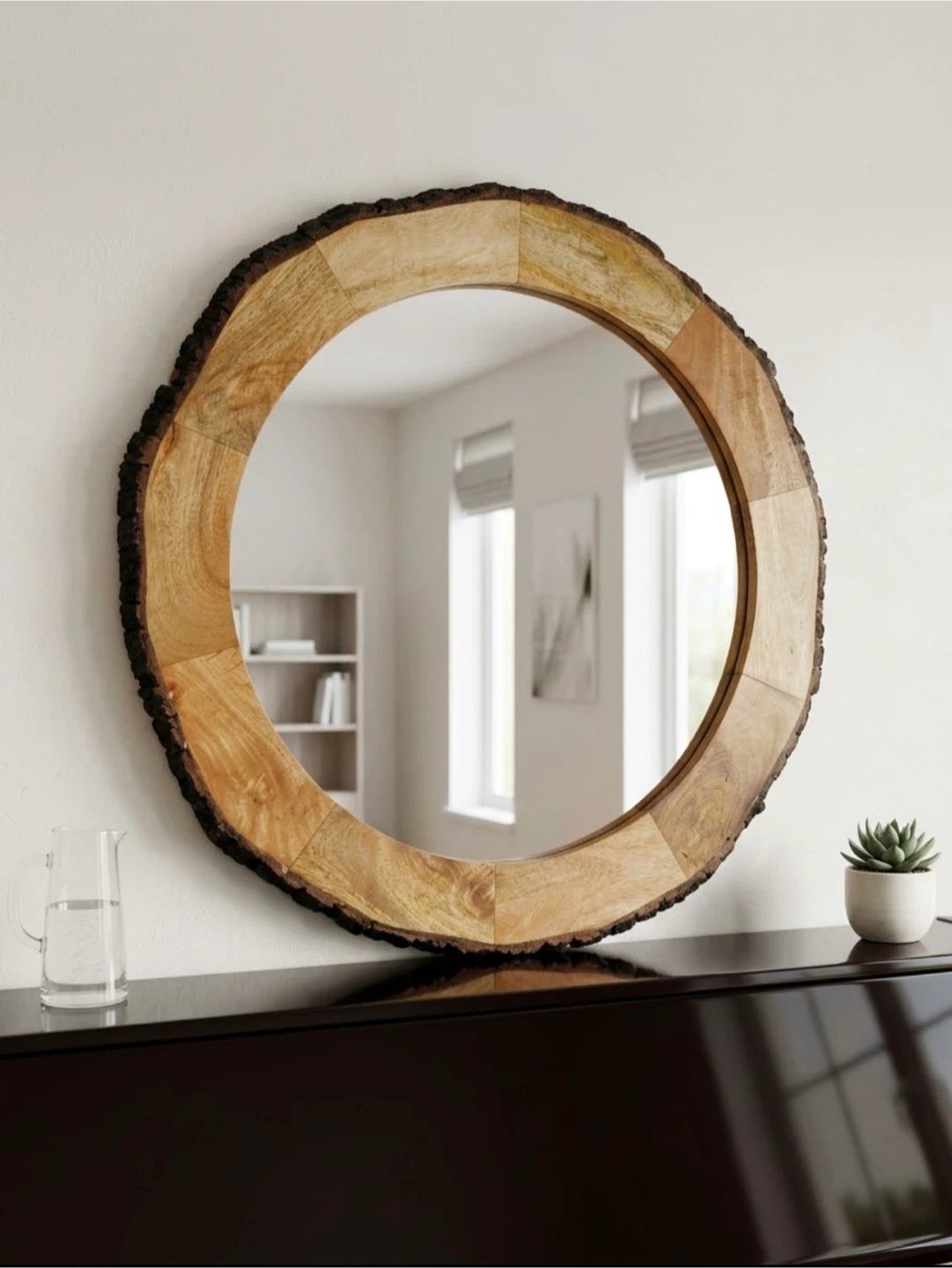 Millwood Pines Borica Round Wood Wall Mirror - photo 2