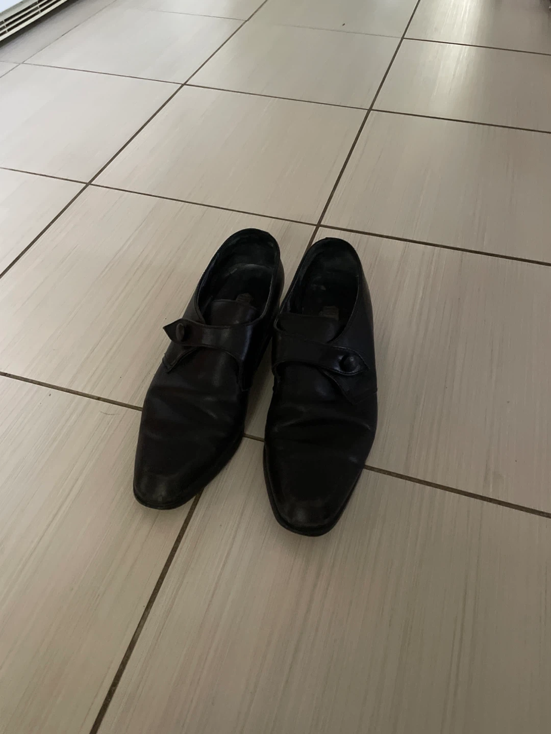Black Leather Monk Strap Shoes