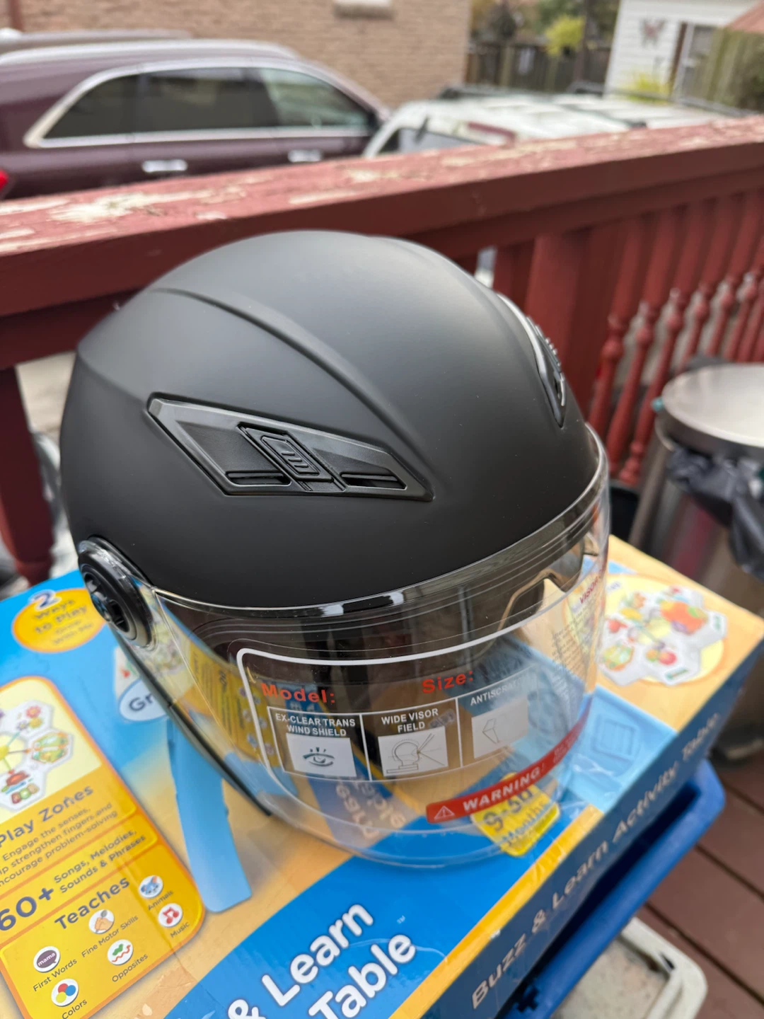 Matte Black Open Face MotorcycleHelmet size Large