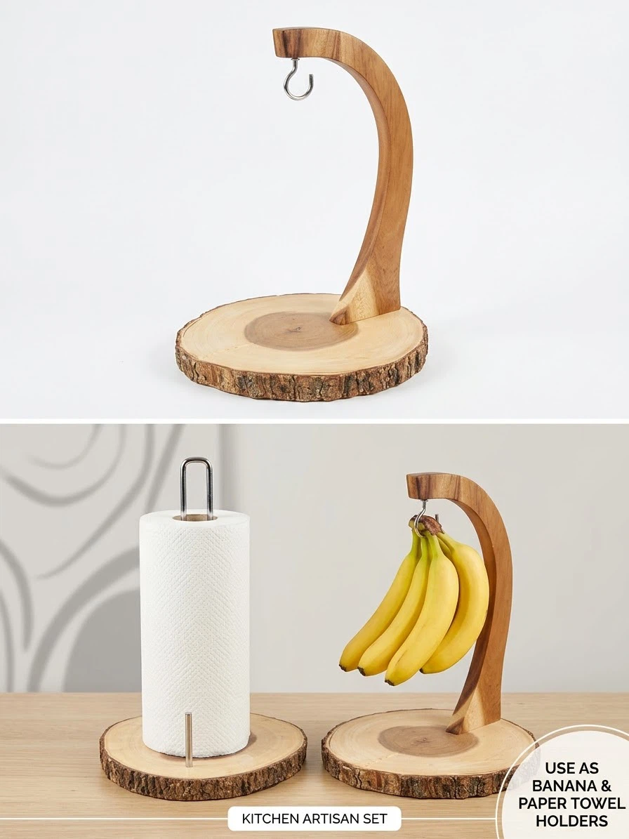 Kitchen Artisan Banana and Paper Towel Holder Set