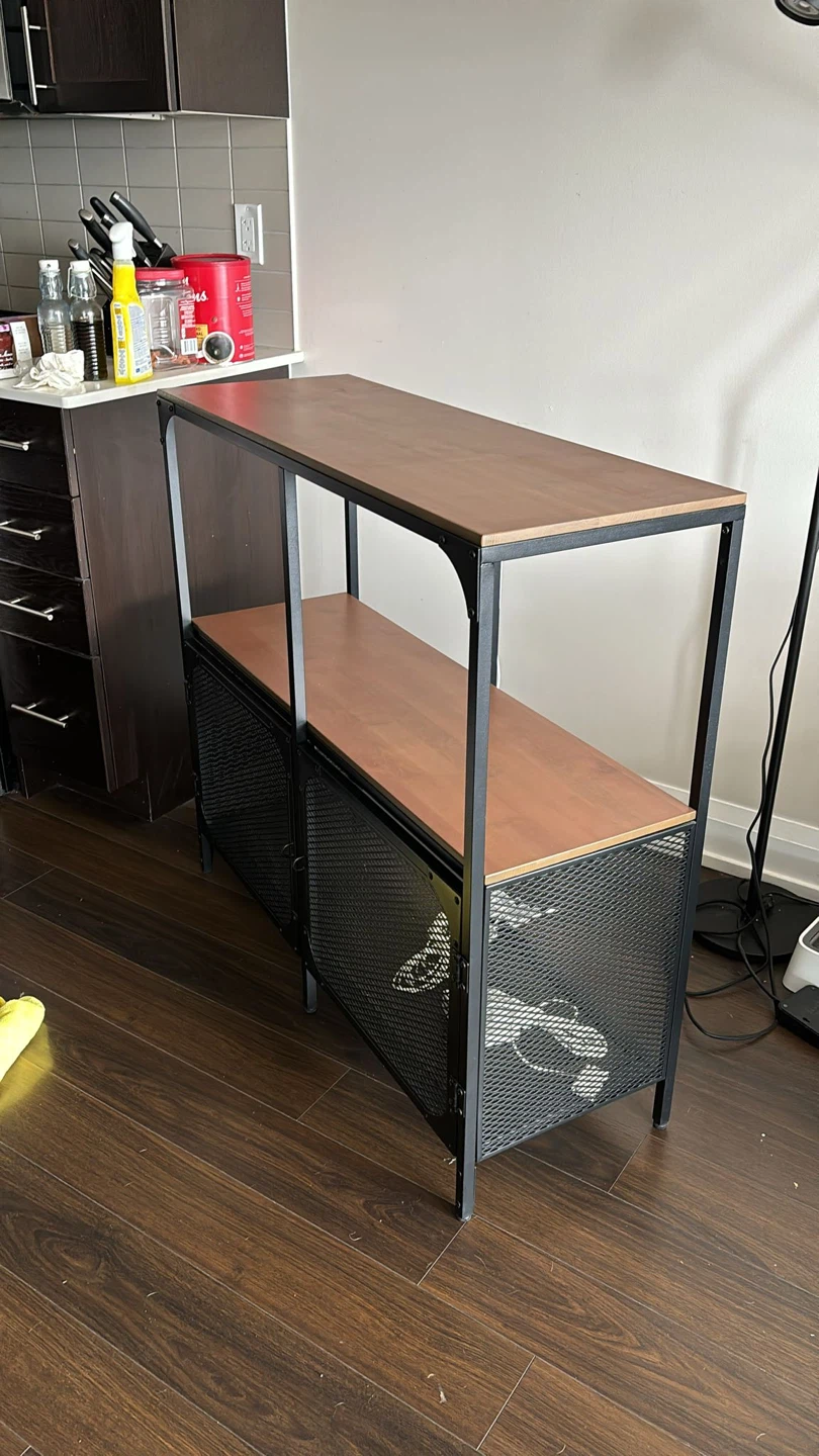 Industrial Storage Console Table with Metal Mesh Doors - photo 2
