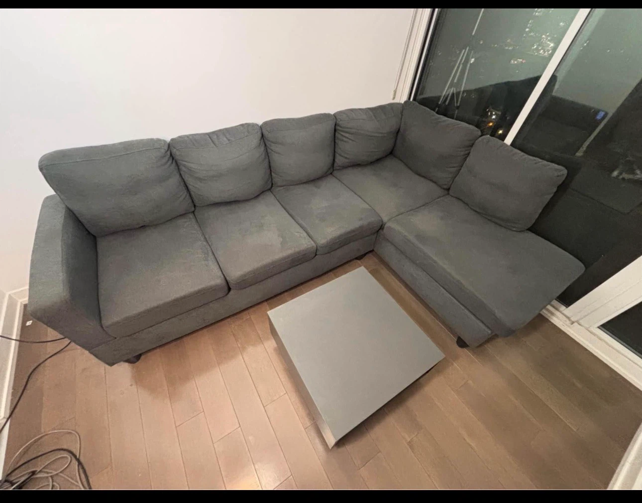 Dark Grey Sectional Sofa with Chaise - photo 2