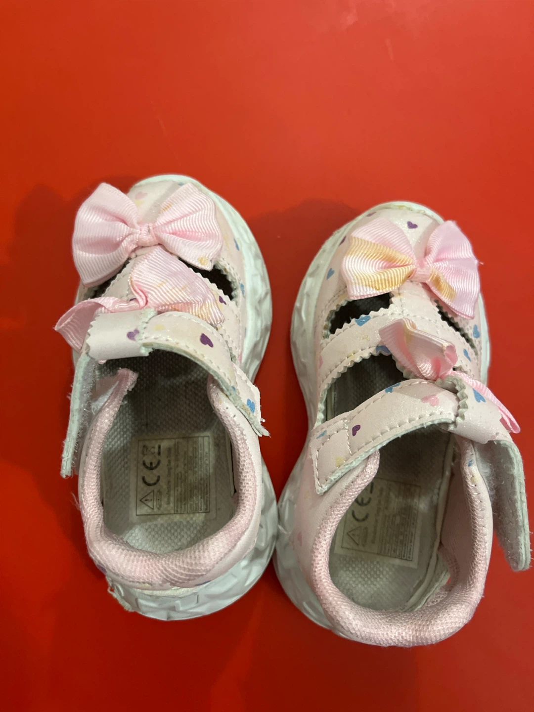 Toddler Girls Pink Heart Bow Sandals Size 23