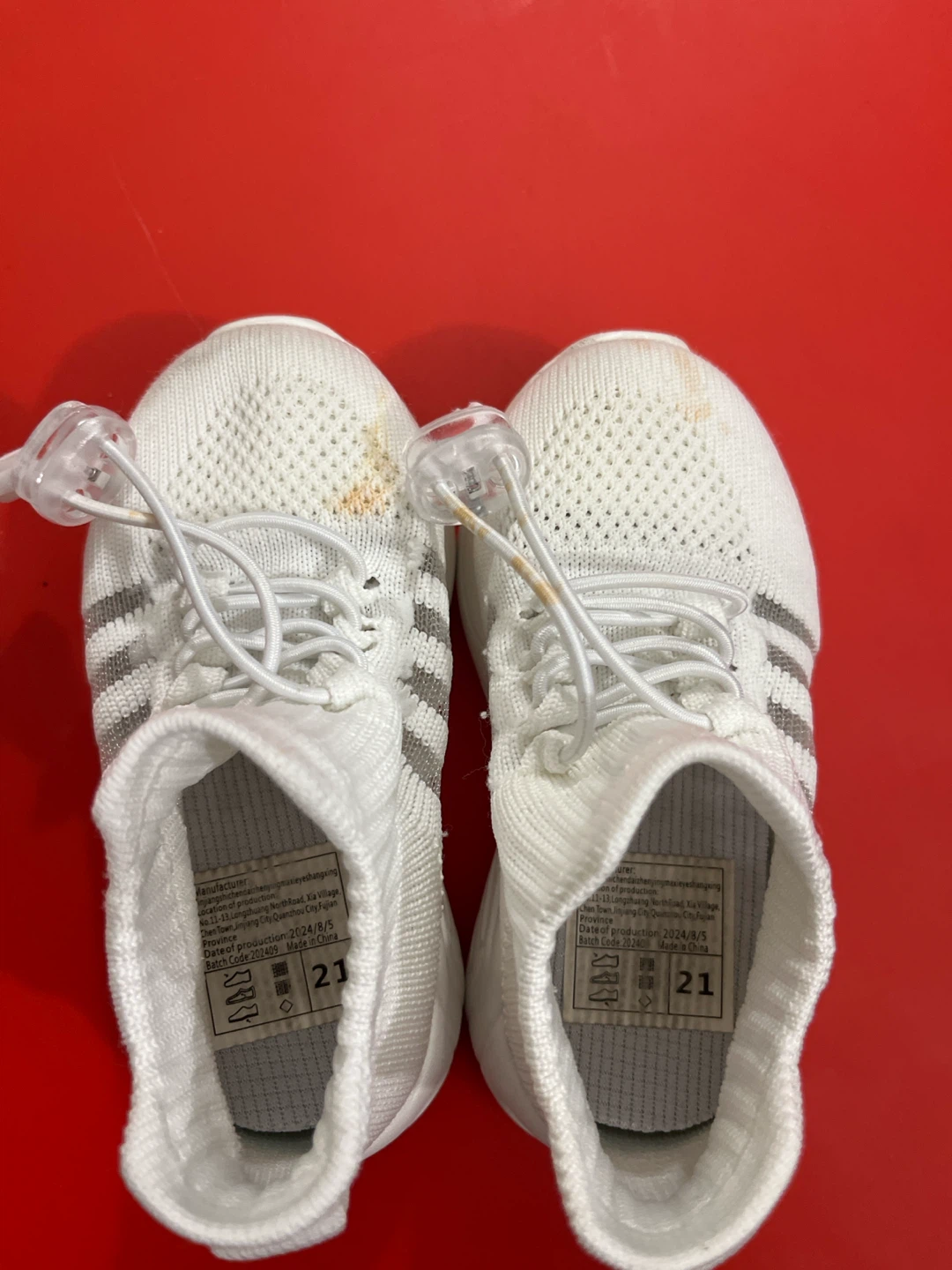 White Kids Running Shoes Size 21