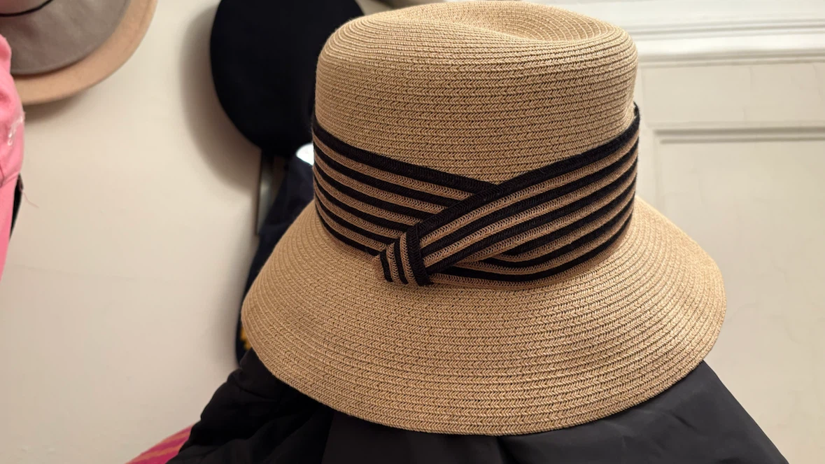 Sun Hat with Striped Ribbon