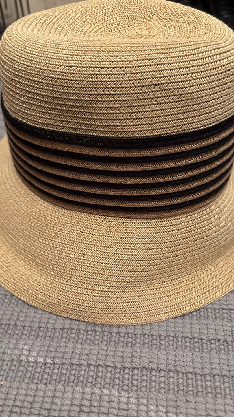 Sun Hat with Striped Ribbon - photo 2