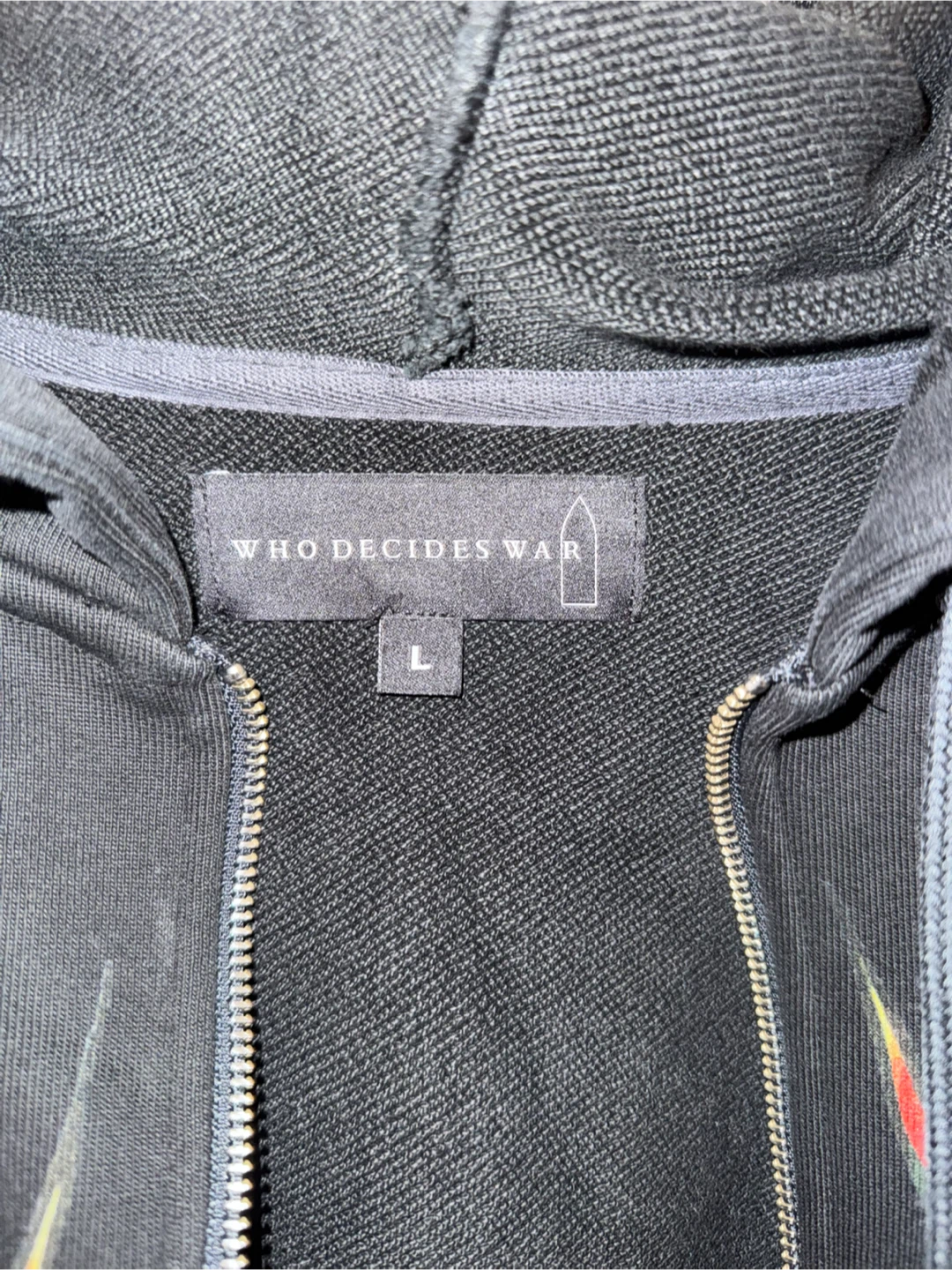 Who Decides War Flame Stained Glass Zip Hoodie - Black (Size L) - photo 2