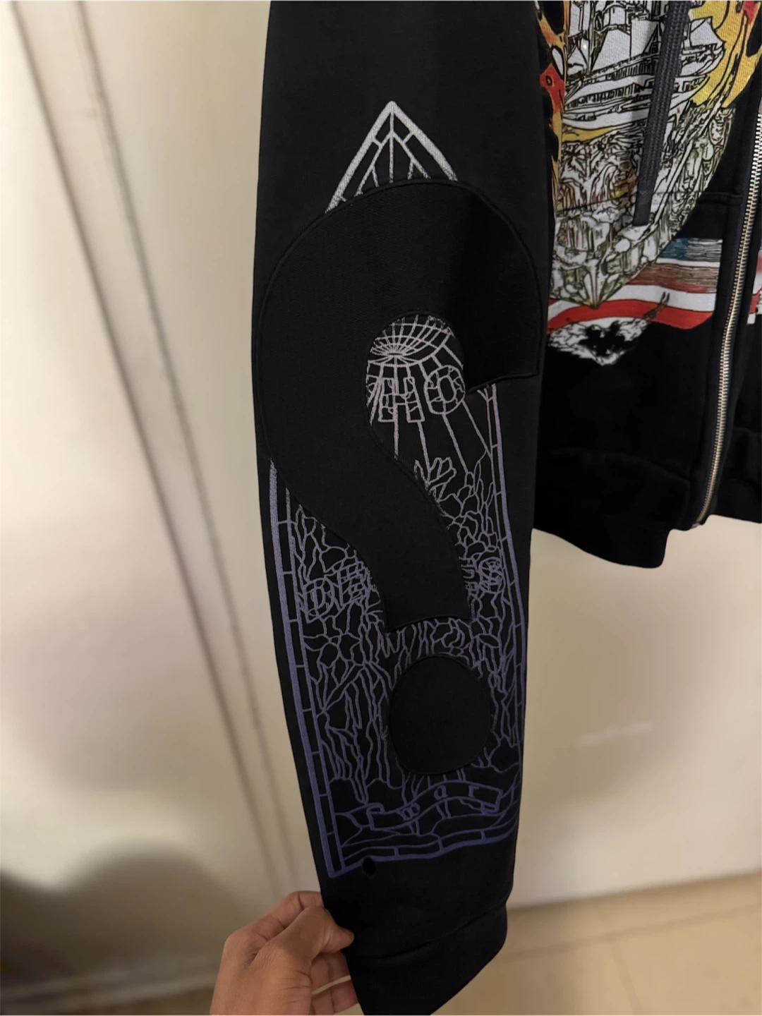 Who Decides War Flame Stained Glass Zip Hoodie - Black (Size L) - photo 5